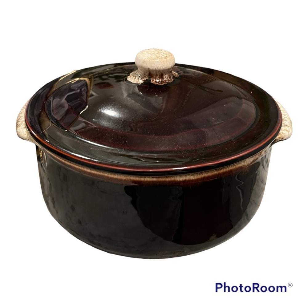 1960s Pfaltzgraff Pottery Drip Glaze Covered Casserole Dish